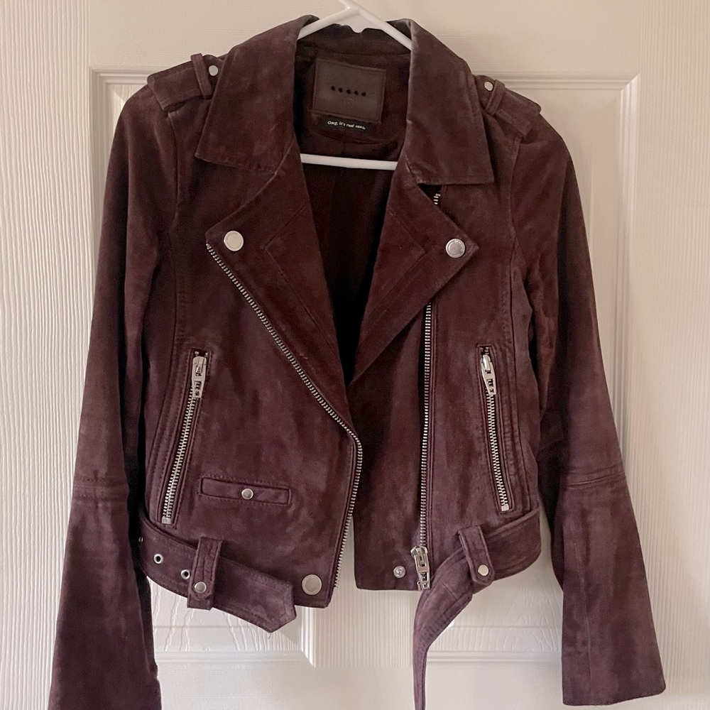 BLANKNYC Suede Moto Jacket in Plum